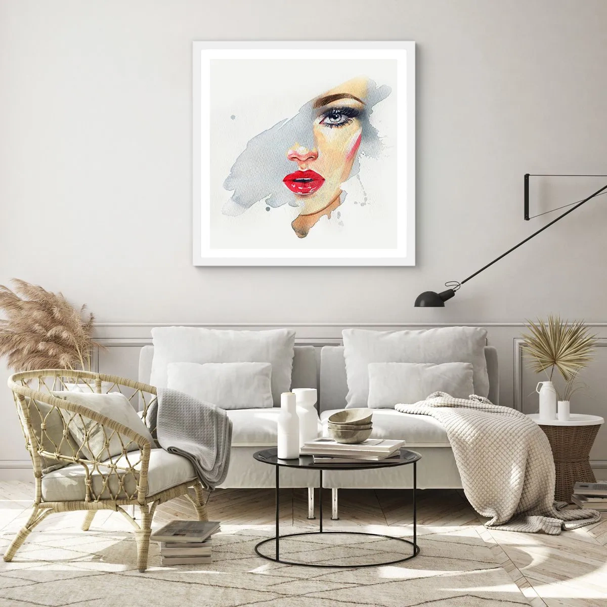 Poster in einem weißen Rahmen - Abspiegeln in einem Wassertropfen - 50x50 cm