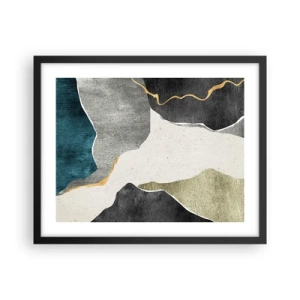 Poster in einem schwarzem Rahmen - Mosaikkomposition mit Goldfaden - 50x40 cm