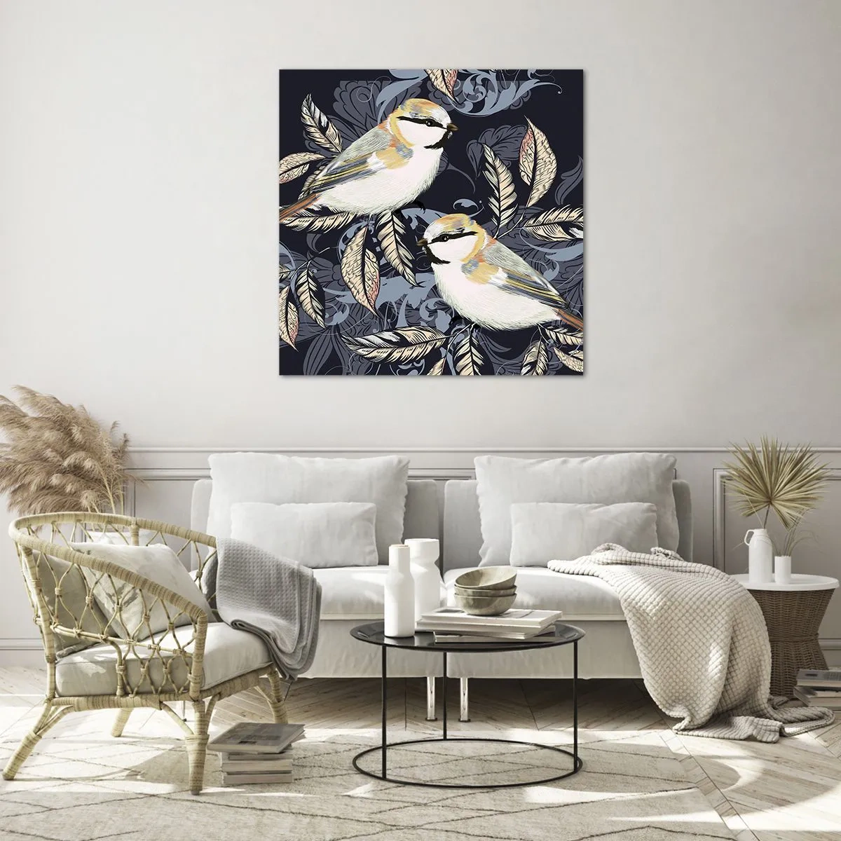 Glasbild - Bild auf glas - Gelb-blauer Triller - 70x70 cm