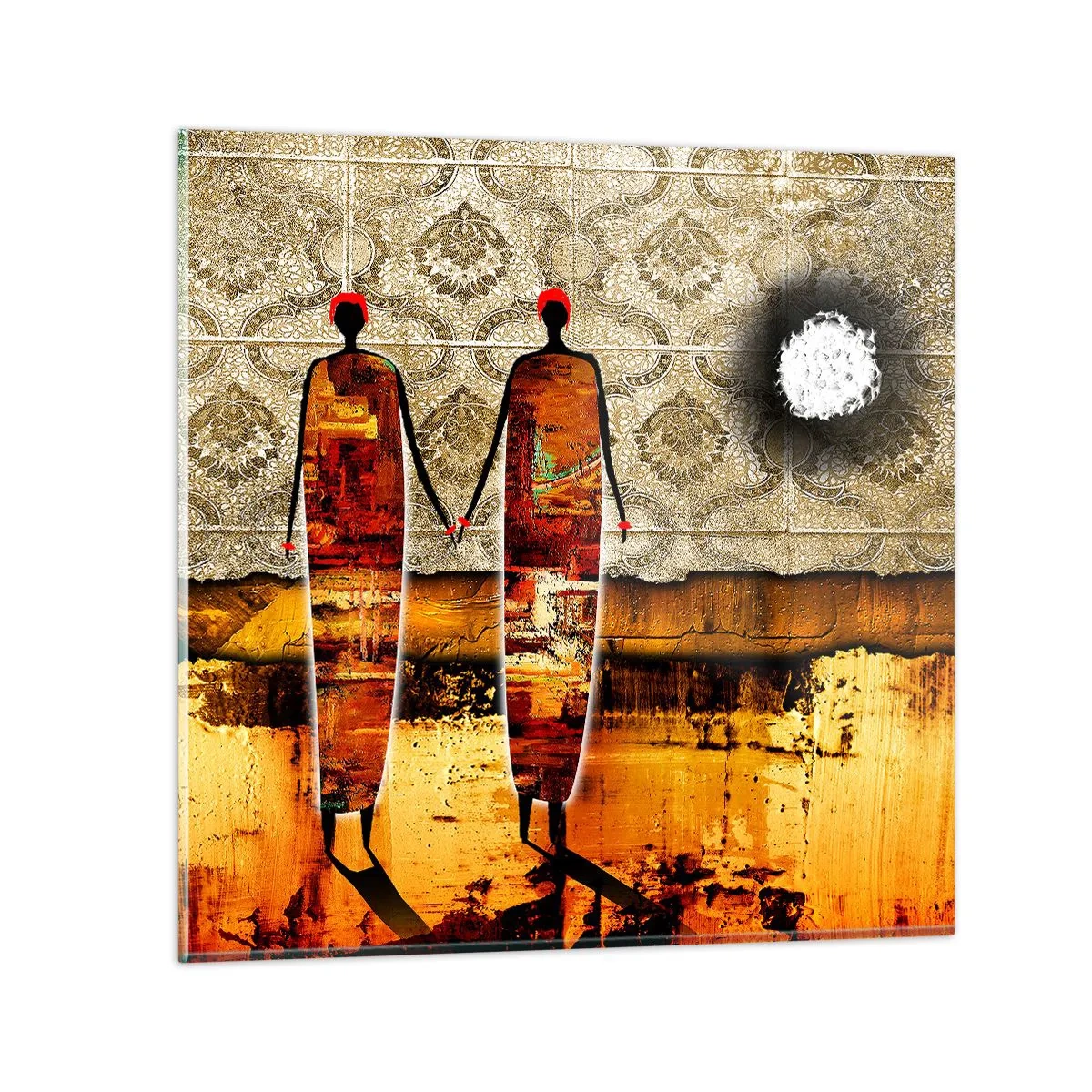 Glasbild - Bild auf glas - Ethnische Zusammensetzung in den Farben Afrikas - 30x30 cm
