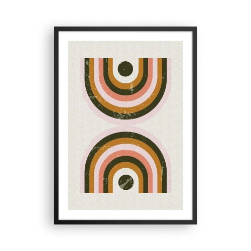 Poster in einem schwarzem Rahmen - Geometrische Komposition im Retro-Stil - 50x70cm - Zwillingsabstraktion - Moderne Wanddekoration für Wohnzimmer und Schlafzimmer ARTTOR