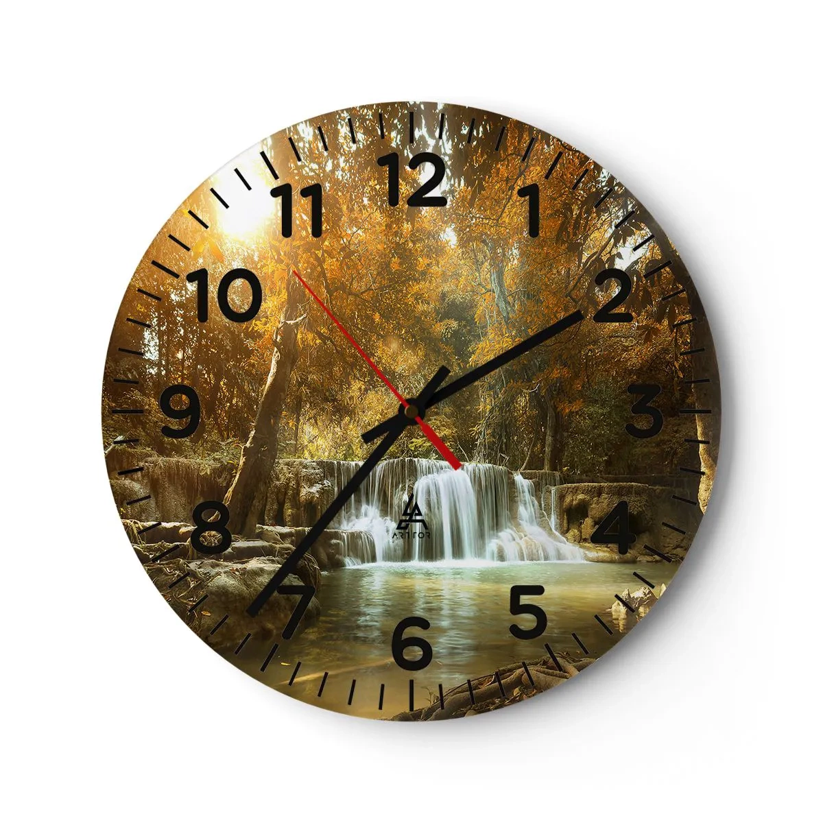 Wanduhr - Glasuhr - Parkkaskade - 40x40 cm