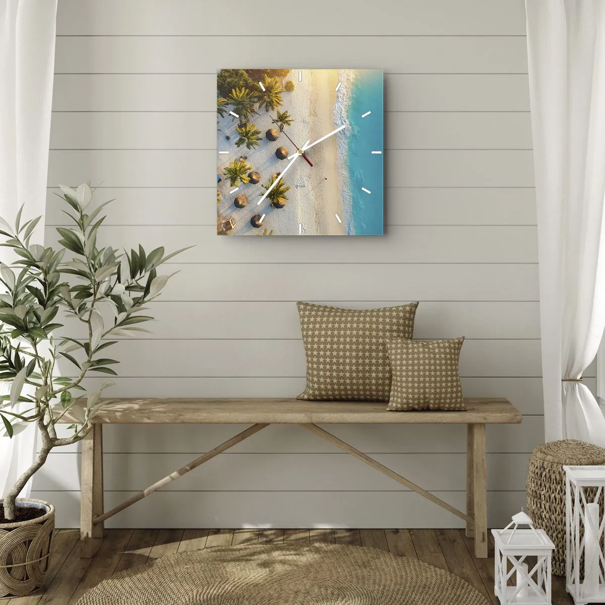 Wanduhr - Glasuhr - Willkommen im Paradies - 30x30 cm