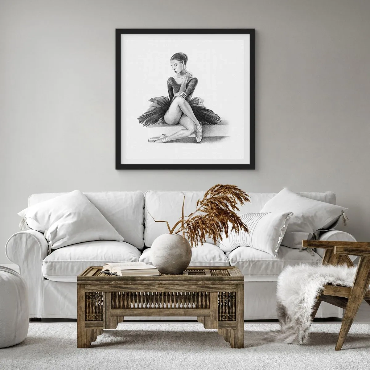Poster in einem schwarzem Rahmen - Vom Tanz verzaubert - 60x60 cm