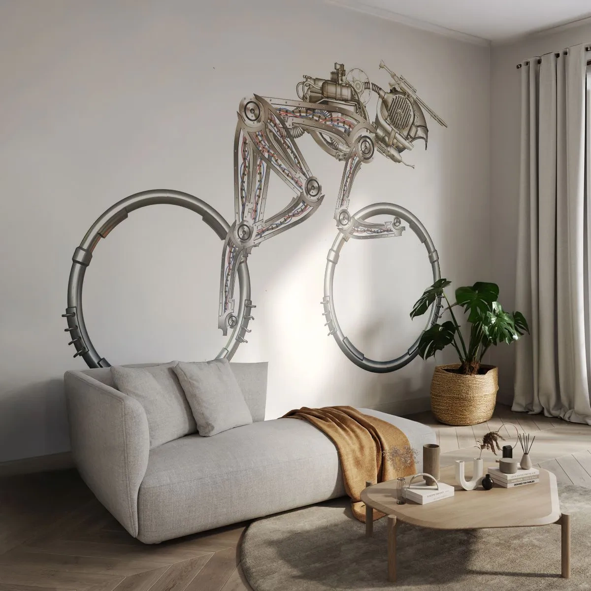 Selbstklebende Fototapete Deluxe Sticker - Eine tolle Maschine - Abstraktion, Fahrrad, Grafik - 250x175 cm