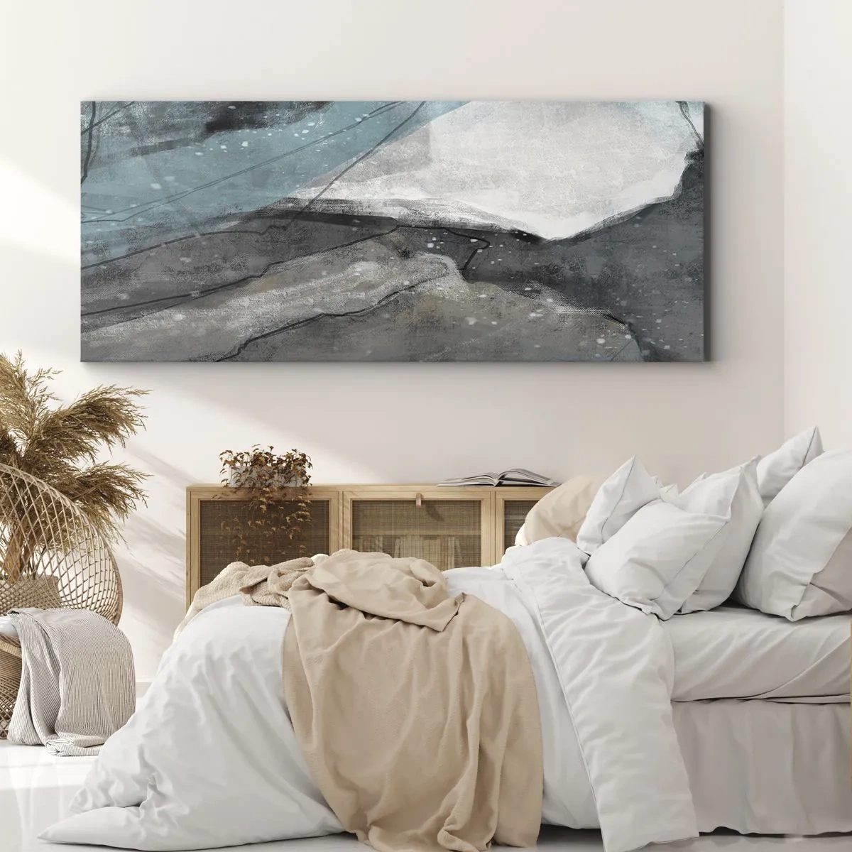 Bild auf Leinwand - Leinwandbild - Abstraktion: Felsen und Eis - 90x30 cm