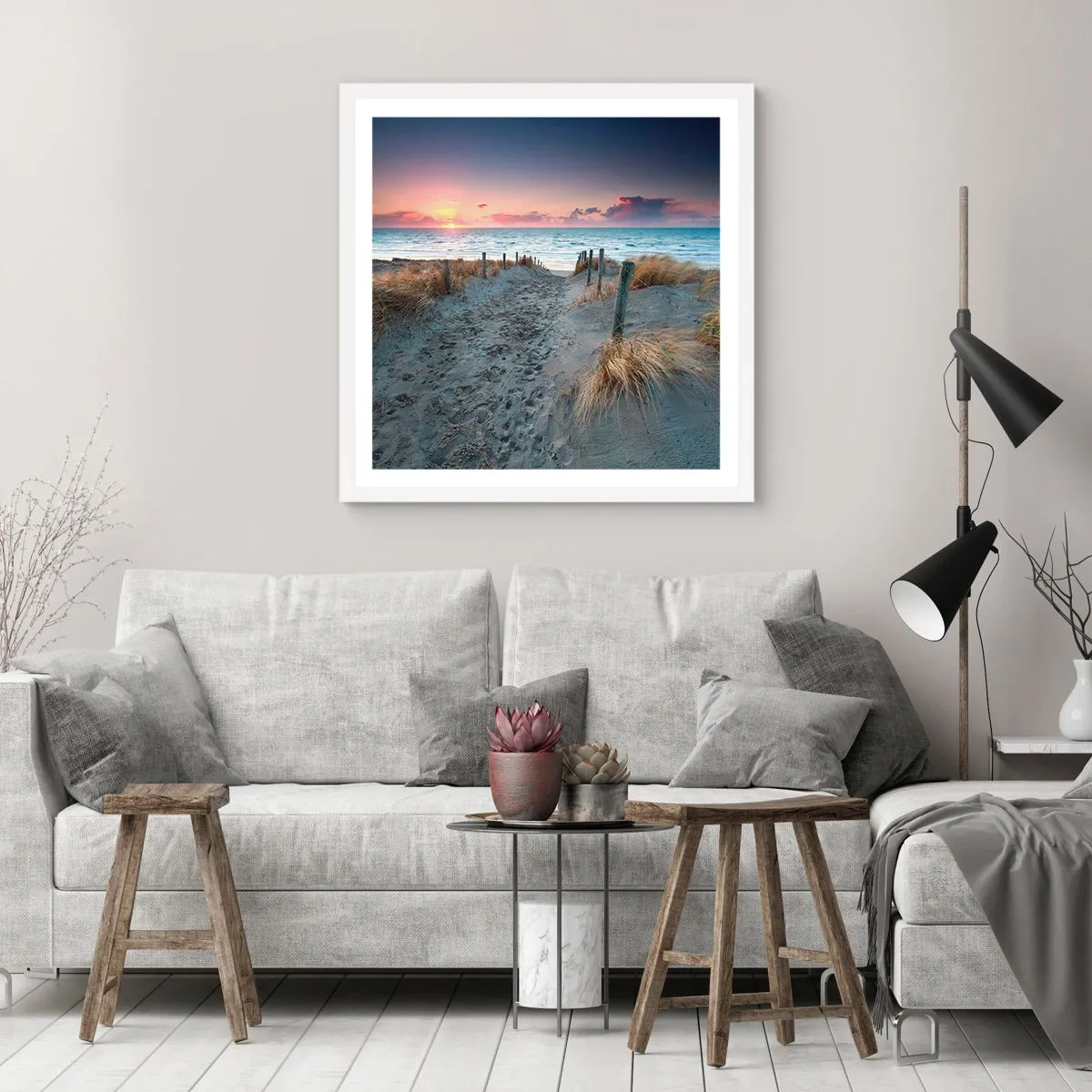 Poster in einem weißen Rahmen - Du hast einen Regenbogen aus strahlendem Licht verschüttet ... - 40x40 cm