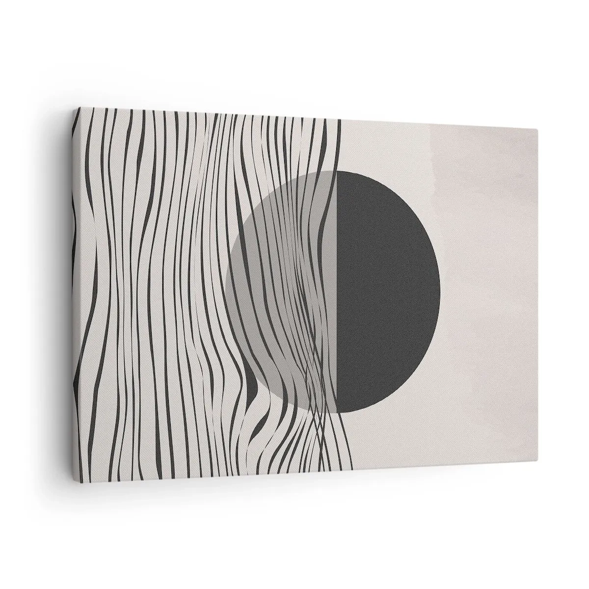 Bild auf Leinwand - Leinwandbild - Abstrakte Linien und geometrische Formen in gedeckten Farben - 70x50cm - Halbe Komposition - Moderne Wanddekoration für Wohnzimmer und Schlafzimmer ARTTOR