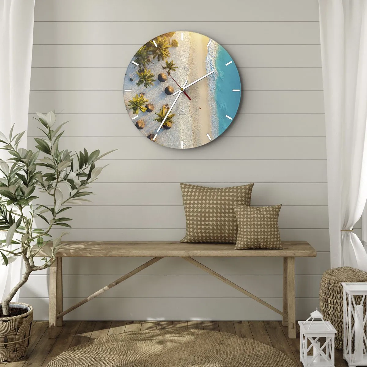 Wanduhr - Glasuhr - Willkommen im Paradies - 30x30 cm