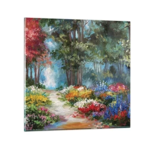 Glasbild - Bild auf glas - Waldgarten, Blumenwald - 30x30 cm