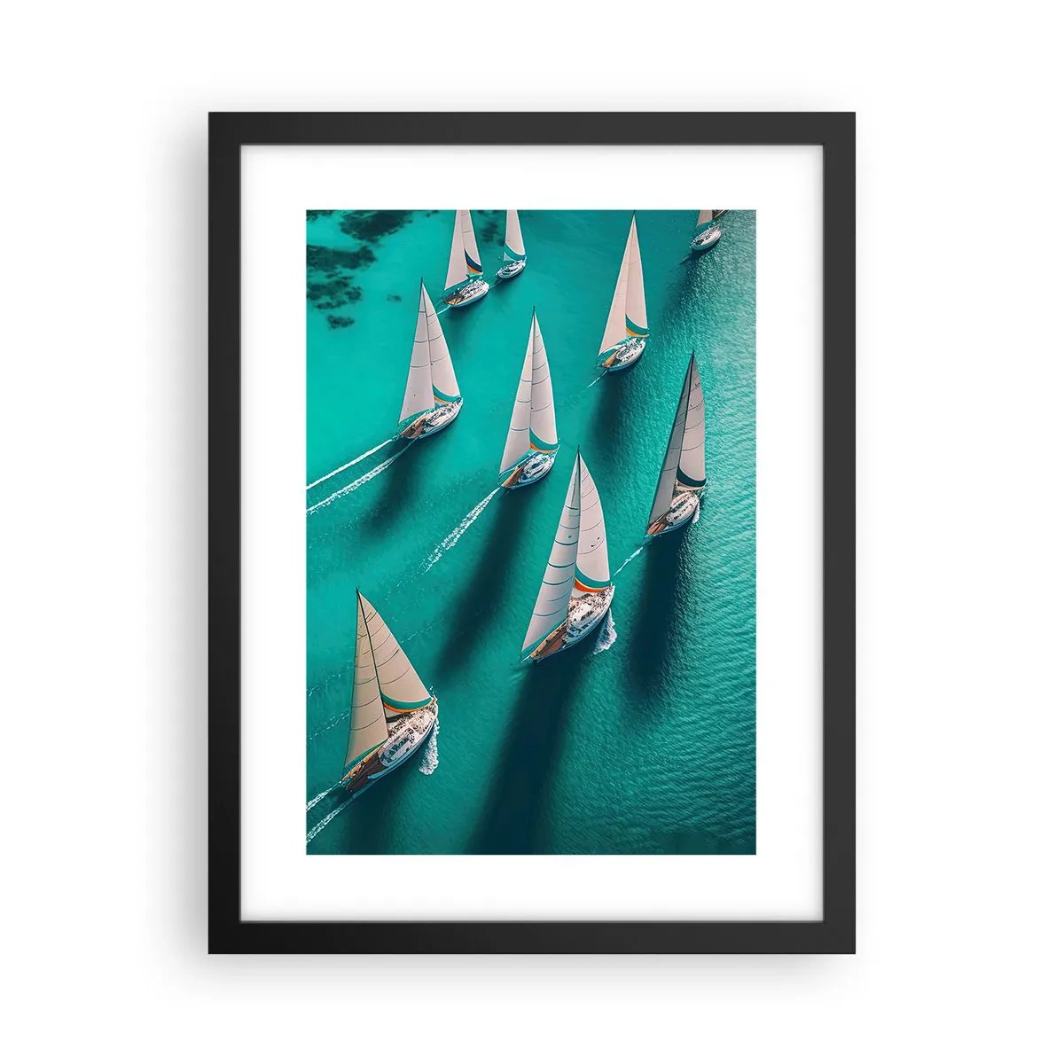 Poster in einem schwarzem Rahmen - Im Wettbewerb mit dem Wind - 30x40 cm