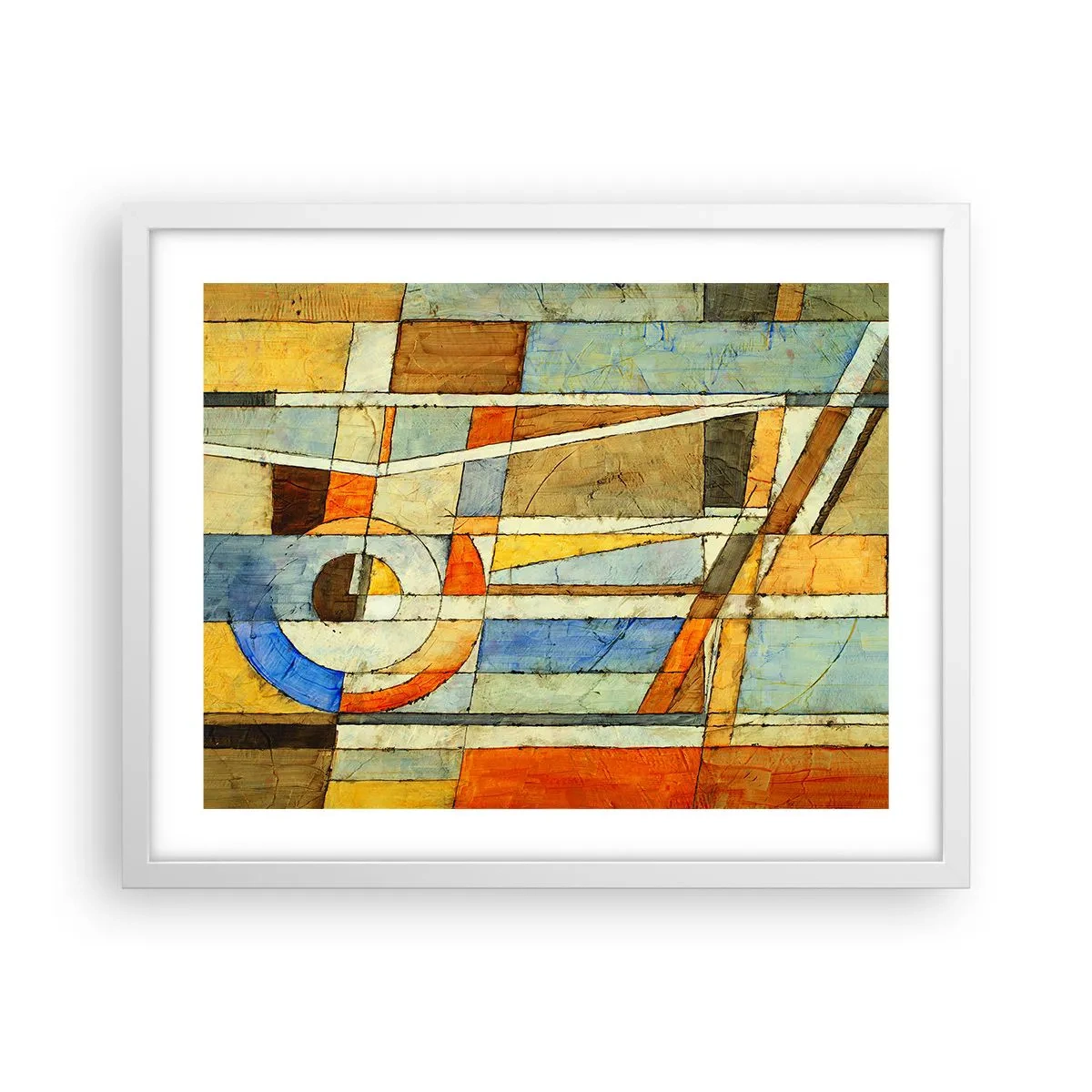 Poster in einem weißen Rahmen - Kubismus auf der Baustelle - 50x40 cm