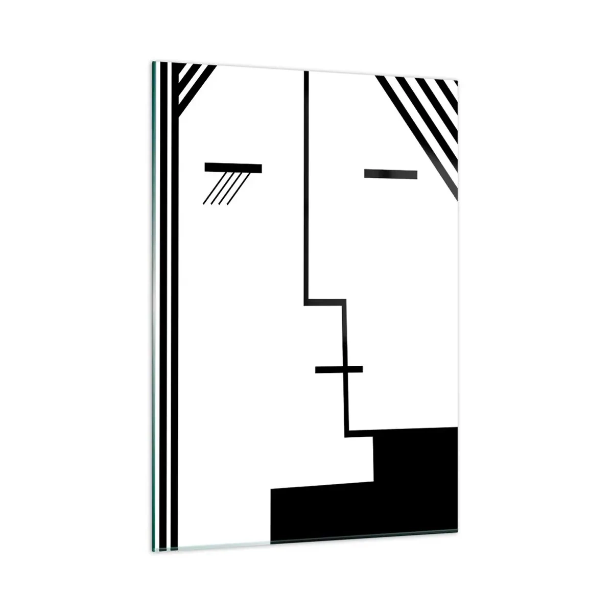 Glasbild - Bild auf glas - Eine grafische Interpretation eines Kusses im minimalistischen Stil - 50x70cm - Einfach ein Kuss - Moderne Wanddekoration für Wohnzimmer und Schlafzimmer ARTTOR