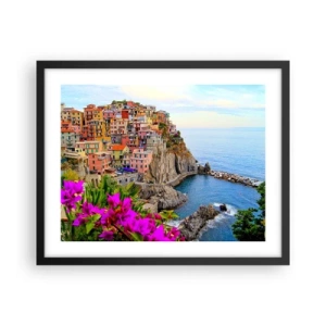 Poster in einem schwarzem Rahmen - Lachende Stadt - 50x40 cm