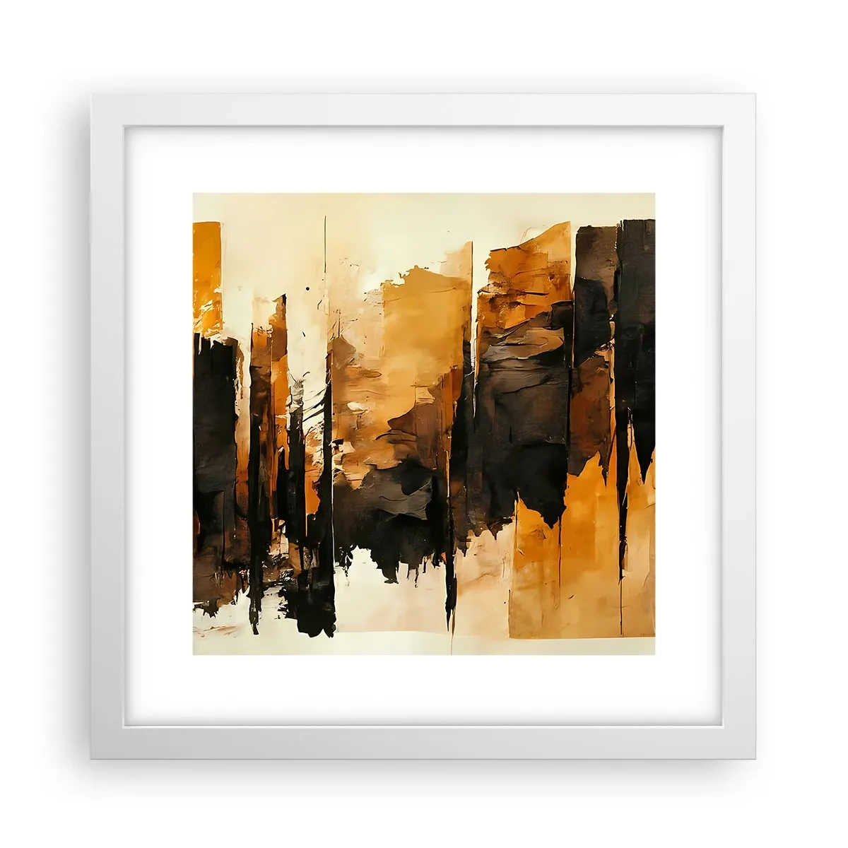 Poster in einem weißen Rahmen - Harmonie von Schwarz und Gold - 30x30 cm