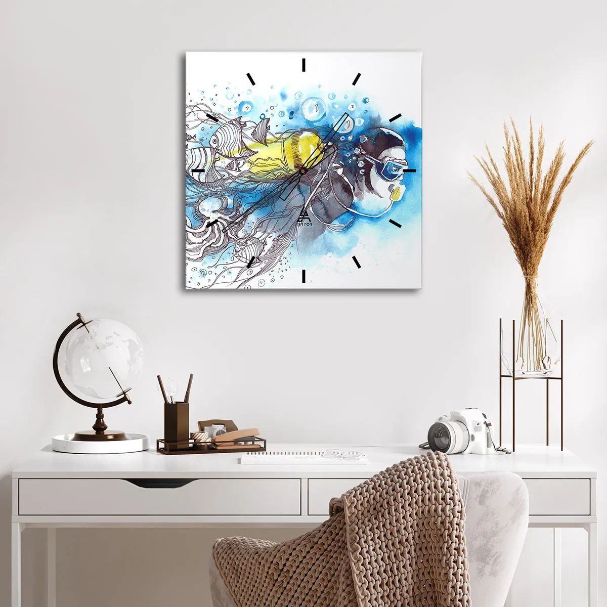 Wanduhr - Glasuhr - Tolles Blau - 40x40 cm