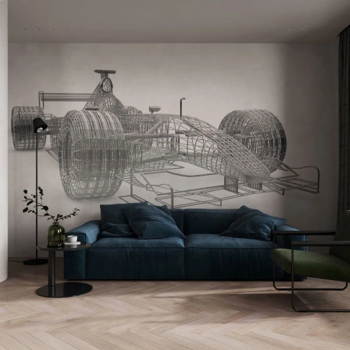 Fototapete Premium Canvas - Perfektes Design – die Idee von Schwung - 3D, Rennauto, Grafik - 450x315 cm