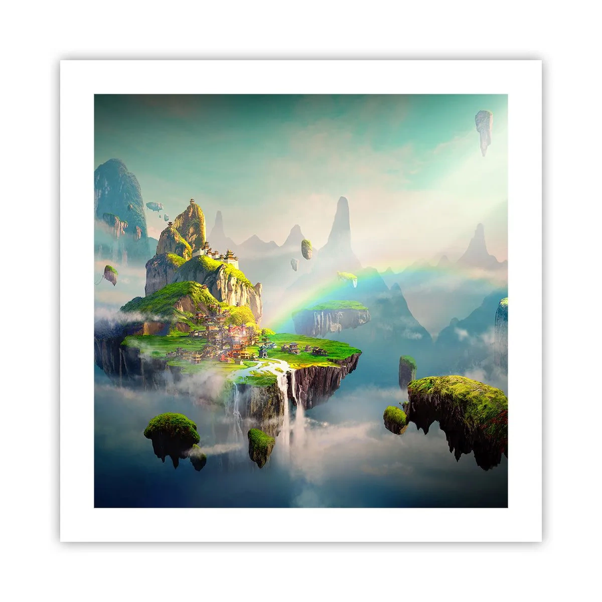 Poster - Mitten am Himmel - glückliche Inseln - 50x50 cm