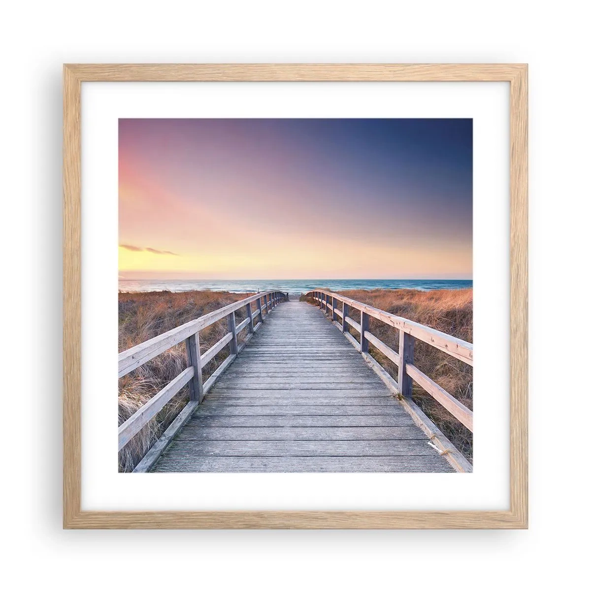 Poster in einem Rahmen aus heller Eiche - Baltische Abend-Aurora - 40x40 cm