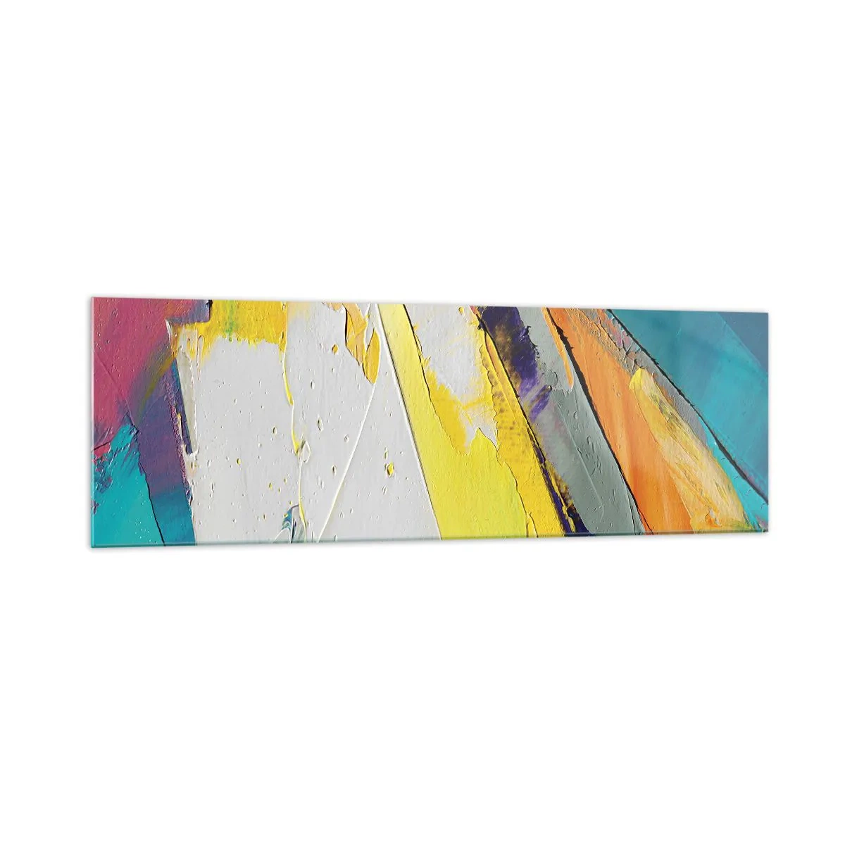 Glasbild - Bild auf glas - Eine abstrakte Komposition in intensiven Farben - 160x50cm - Die Anatomie des Lichts - Moderne Wanddekoration für Wohnzimmer und Schlafzimmer ARTTOR