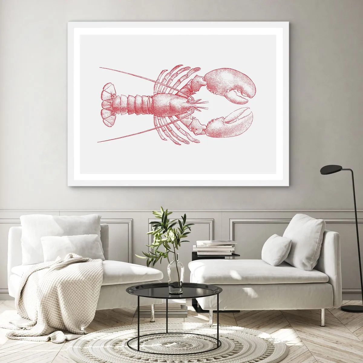 Poster in einem weißen Rahmen - Hummer, der Homers würdig ist - 91x61 cm