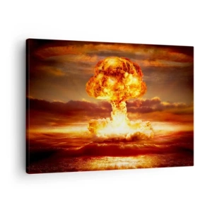 Bild auf Leinwand - Leinwandbild - Atompilz-Explosion vor dem Hintergrund eines Sonnenuntergangs - 70x50cm - Und das Ende wird kommen - Moderne Wanddekoration für Wohnzimmer und Schlafzimmer ARTTOR