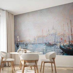 Selbstklebende Fototapete Deluxe Sticker - Hinter dem Wasser, hinter dem Nebel - Stück, Stadt, Venedig - 200x140 cm