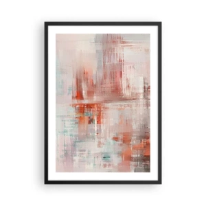Poster in einem schwarzem Rahmen - Abstrakte Komposition in Rot- und Blautönen - 50x70cm - Dunstig. Aber rosa - Moderne Wanddekoration für Wohnzimmer und Schlafzimmer ARTTOR