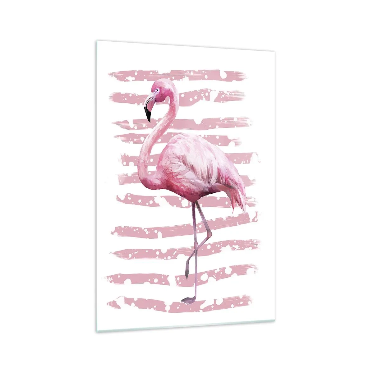 Glasbild - Bild auf glas - Flamingo auf rosa Hintergrund im minimalistischen Stil - 70x100cm - In Würde, aber in Pink - Moderne Wanddekoration für Wohnzimmer und Schlafzimmer ARTTOR