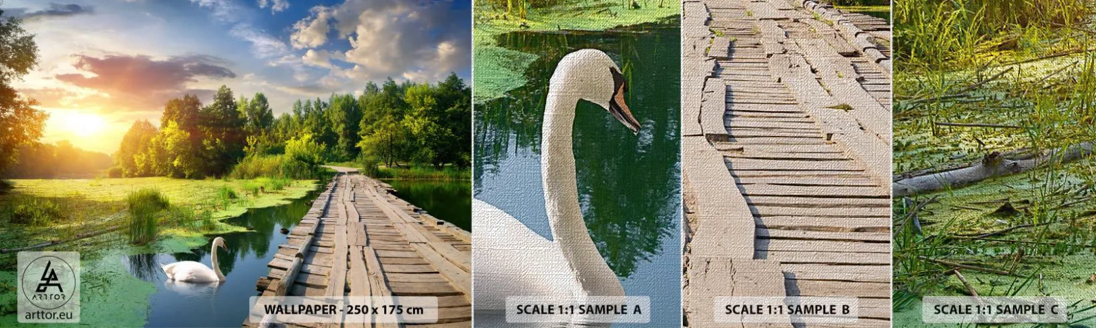 Fototapeten Muster Premium Canvas - Sommer, Sommer überall - Landschaft, See, Wald - 100x30 cm