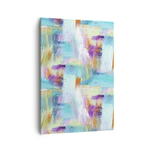 Bild auf Leinwand - Leinwandbild - Farbenfrohe Abstraktion mit dynamischen Pinselstrichen - 50x70cm - Fröhlicher Labyrinth-Liner - Moderne Wanddekoration für Wohnzimmer und Schlafzimmer ARTTOR