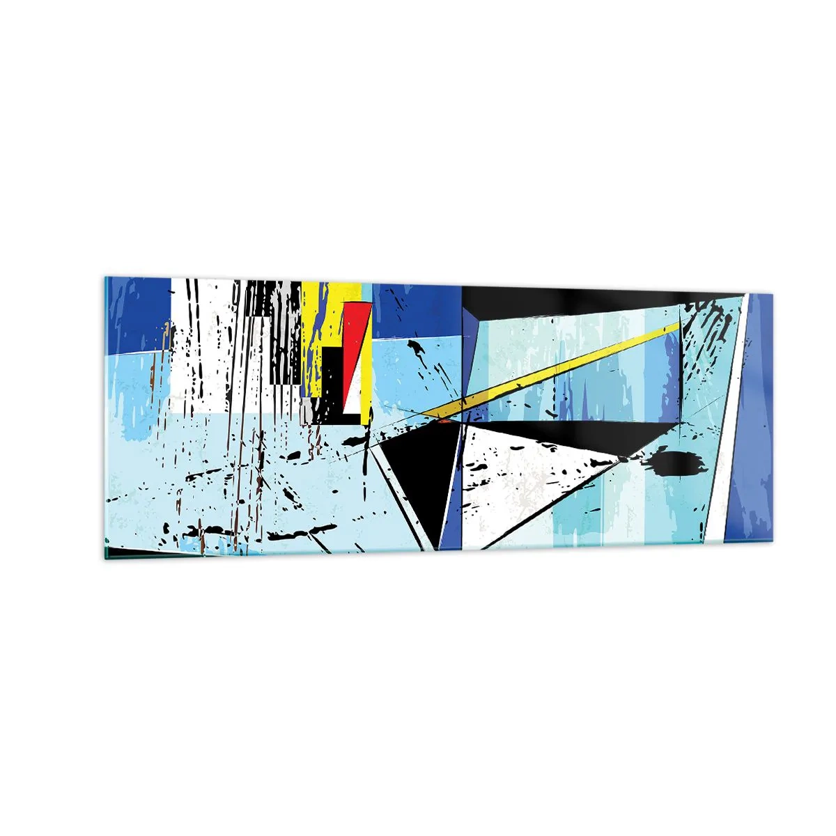 Glasbild - Bild auf glas - Abstrakte geometrische Komposition in lebendigen Farben - 140x50cm - Betrachten Sie die Welt aus einem Blickwinkel ... - Moderne Wanddekoration für Wohnzimmer und Schlafzimmer ARTTOR