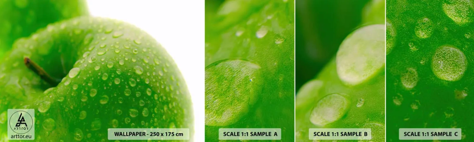 Fototapetenmuster Standard Eco - Grüne kühle Frische - Obst, Apfel, Gastronomie - 100x30 cm