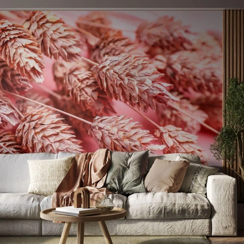 Selbstklebende Fototapete Deluxe Sticker - Eine Blumenkaskade in Rosa - Getrocknete Blumen, Blumenstrauß, Blumen - 400x280 cm