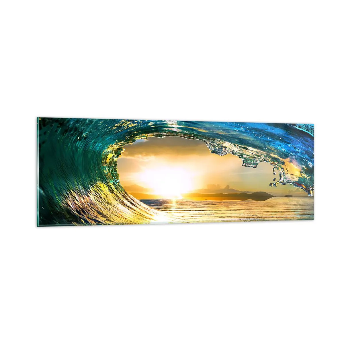 Glasbild - Bild auf glas - In einem smaragd-goldenen Kristall - 90x30 cm