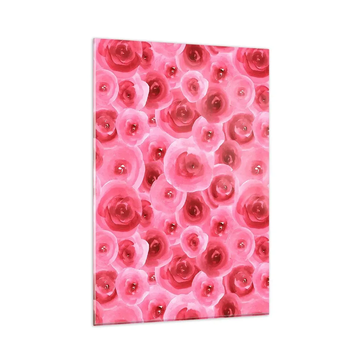 Glasbild - Bild auf glas - Zarte Rosen in pastelligen Rosatönen - 80x120cm - Oben und unten Rosen - Moderne Wanddekoration für Wohnzimmer und Schlafzimmer ARTTOR