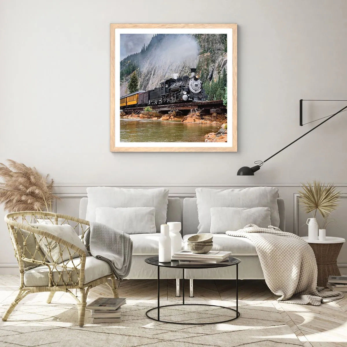 Poster in einem Rahmen aus heller Eiche - Wo willst du hin? Wohin? - 60x60 cm