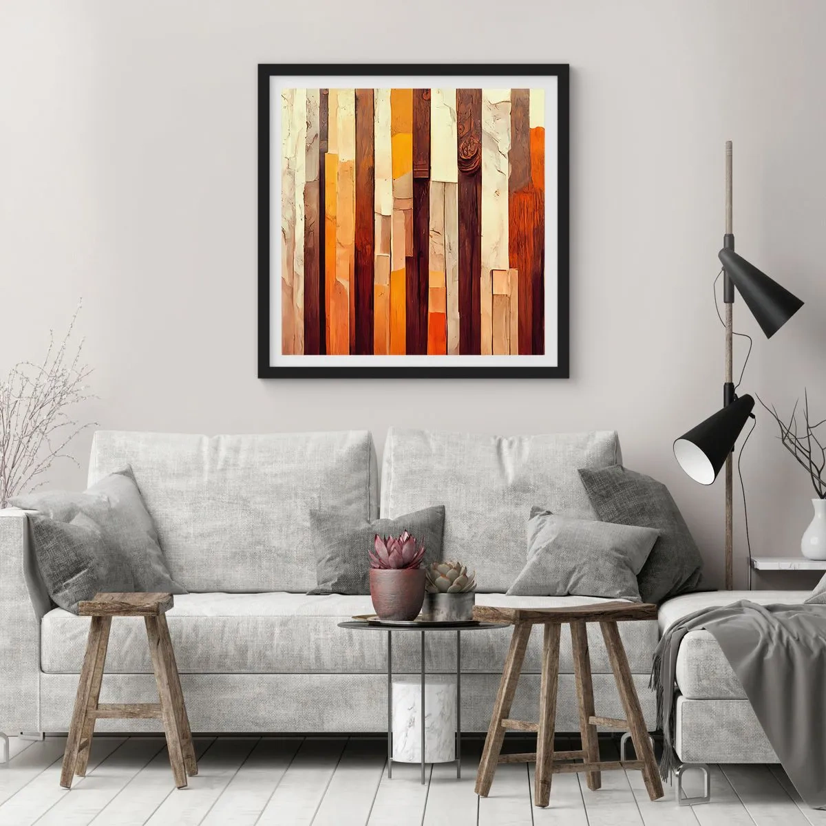 Poster in einem schwarzem Rahmen - Hymne der Waldbäume - 30x30 cm