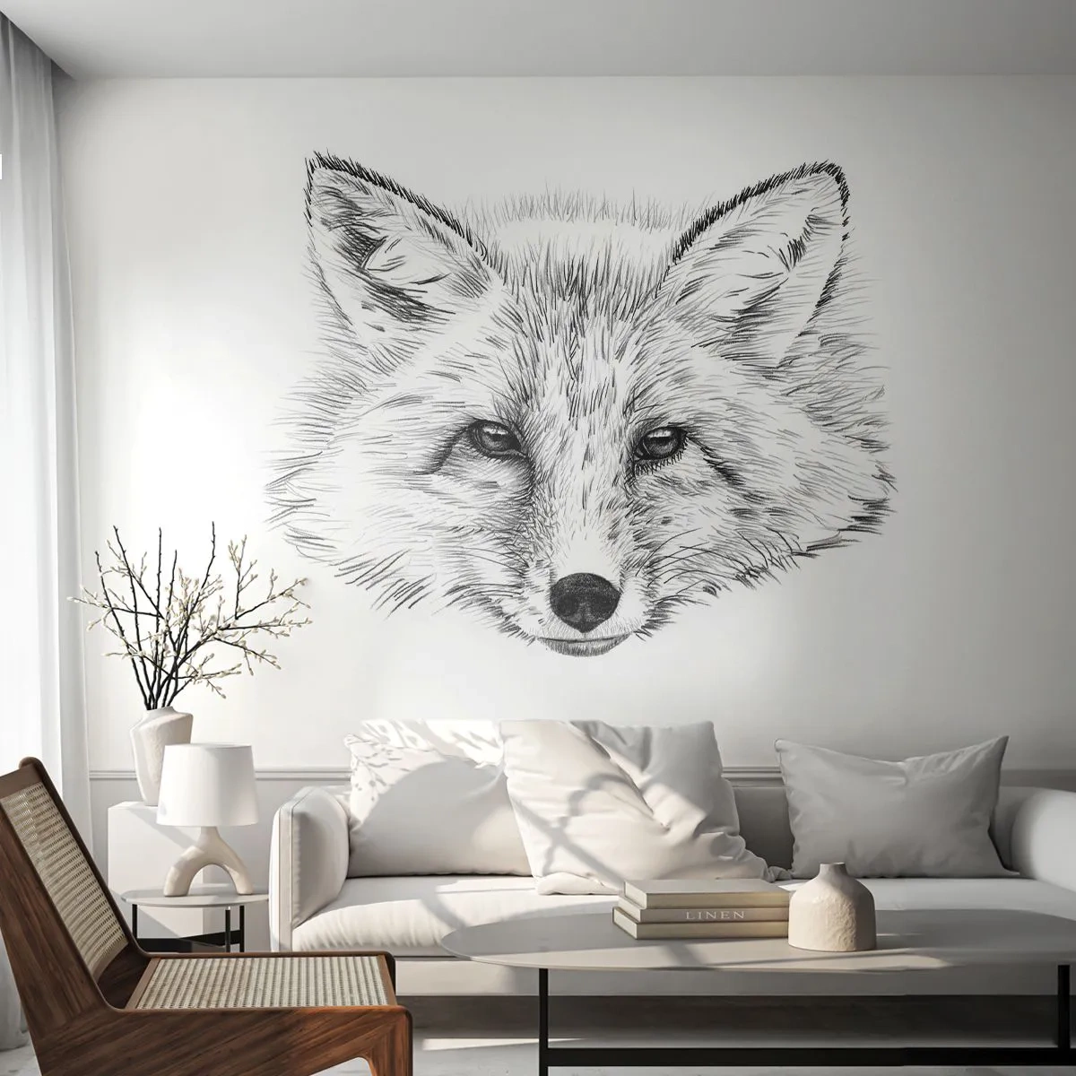 Fototapete Premium Sand - Können diese Augen lügen? - Tiere, Fuchs, Grafik - 100x70 cm