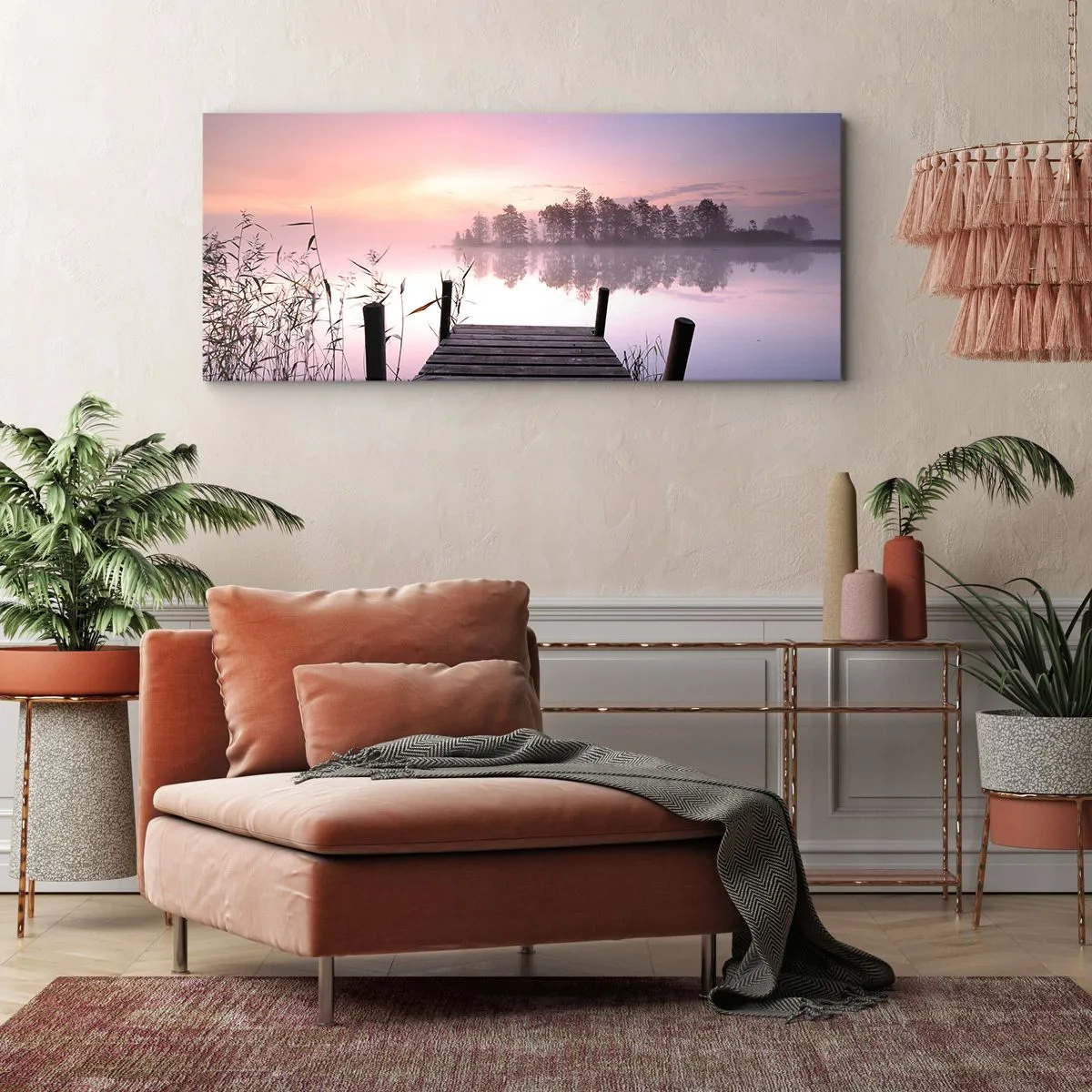 Bild auf Leinwand - Leinwandbild - Aus dem lila Nebel ... - 90x30 cm