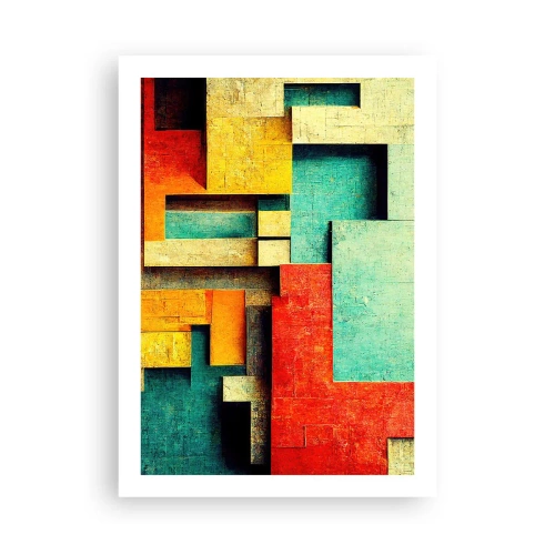 Poster - Geometrische Abstraktion in lebendigen Farben - 50x70cm - Festival der rechten Winkel - Moderne Wanddekoration für Wohnzimmer und Schlafzimmer ARTTOR