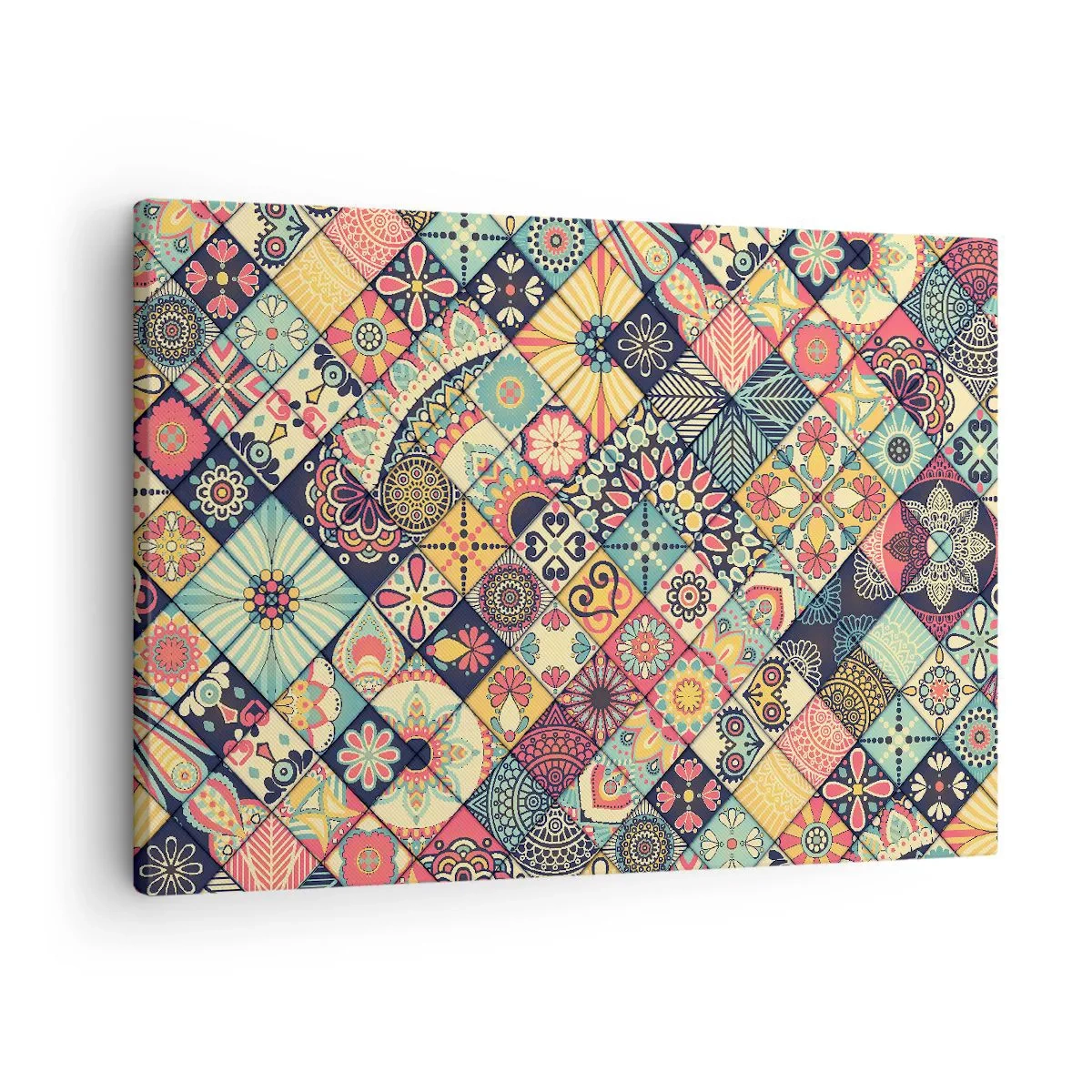 Bild auf Leinwand - Leinwandbild - Bunte geometrische Muster, inspiriert vom marokkanischen Stil - 70x50cm - marokkanische Atmosphäre - Moderne Wanddekoration für Wohnzimmer und Schlafzimmer ARTTOR