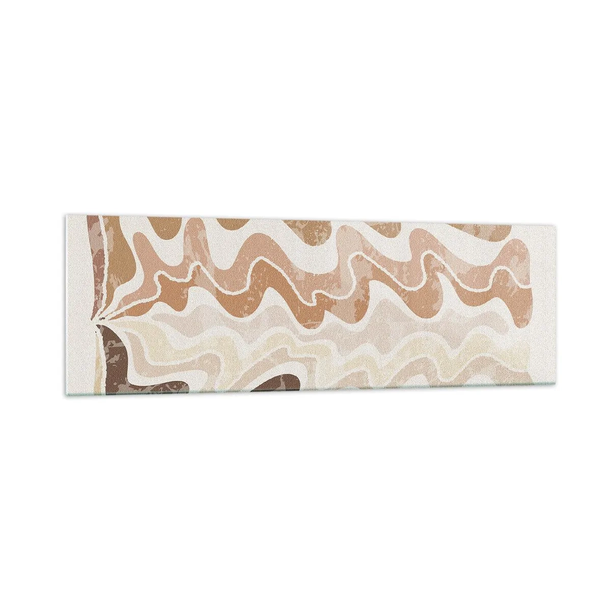 Glasbild - Bild auf glas - Wellenförmige abstrakte Linien in Beigetönen - 160x50cm - Gute Energie – gute Gefühle - Moderne Wanddekoration für Wohnzimmer und Schlafzimmer ARTTOR