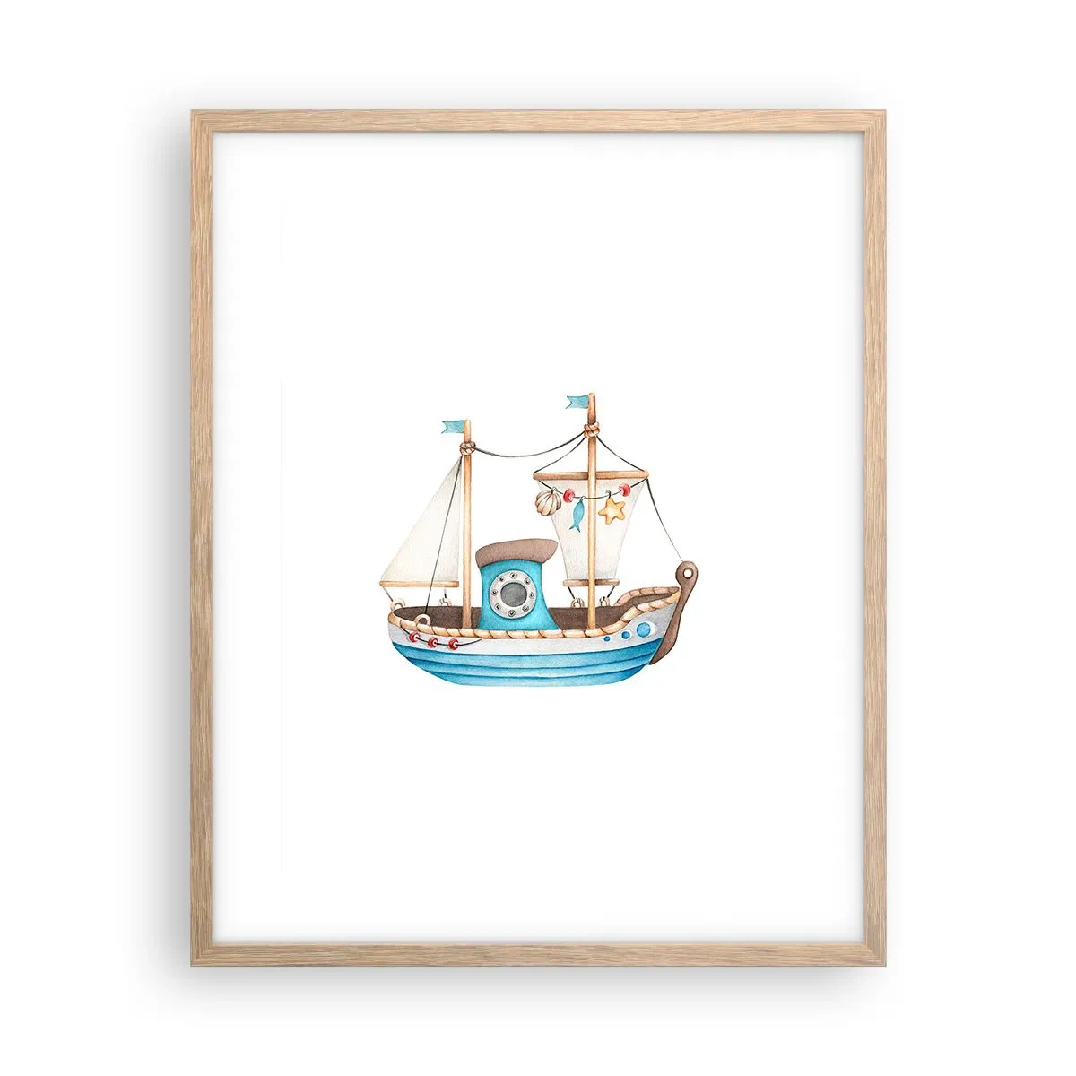 Poster in einem Rahmen aus heller Eiche - Ahoi, Abenteuer! - 40x50 cm