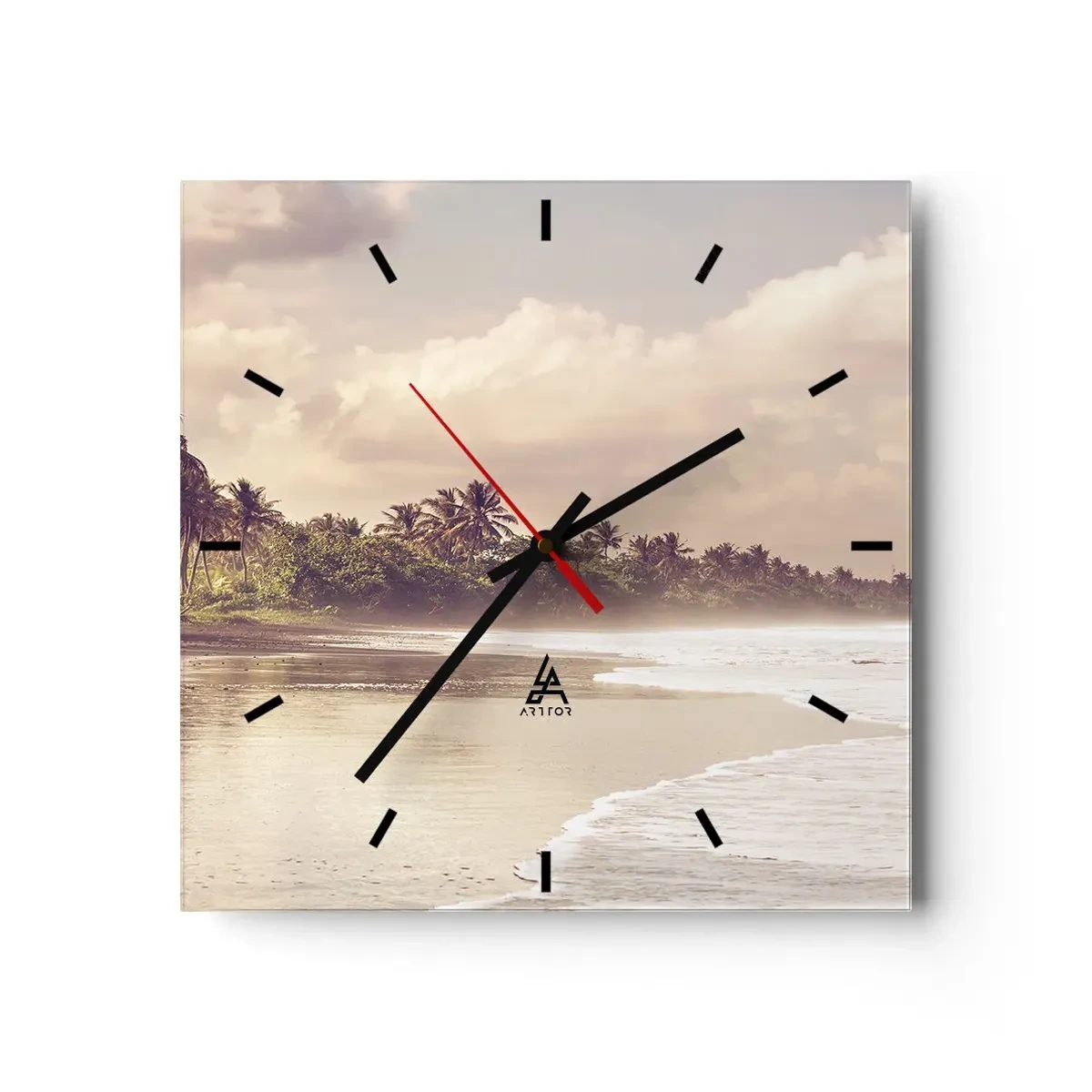 Wanduhr - Glasuhr - Die Liebkosung der Wellen - 40x40 cm
