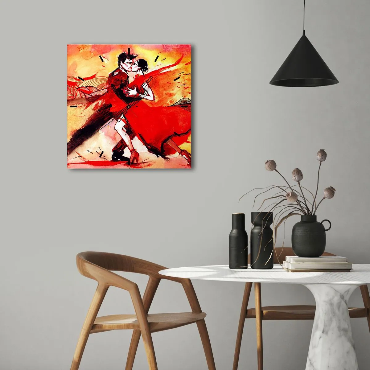 Wanduhr - Glasuhr - Der violette Rhythmus der Leidenschaft - 40x40 cm