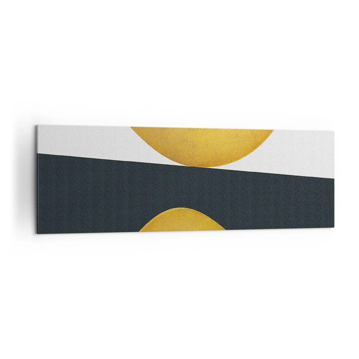 Bild auf Leinwand - Leinwandbild - Geometrische Formen in Gold auf weißem und dunklem Hintergrund - 160x50cm - Erstens: Gold - Moderne Wanddekoration für Wohnzimmer und Schlafzimmer ARTTOR