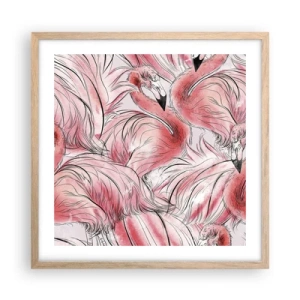 Poster in einem Rahmen aus heller Eiche - Bird Corps de Ballet - 50x50 cm