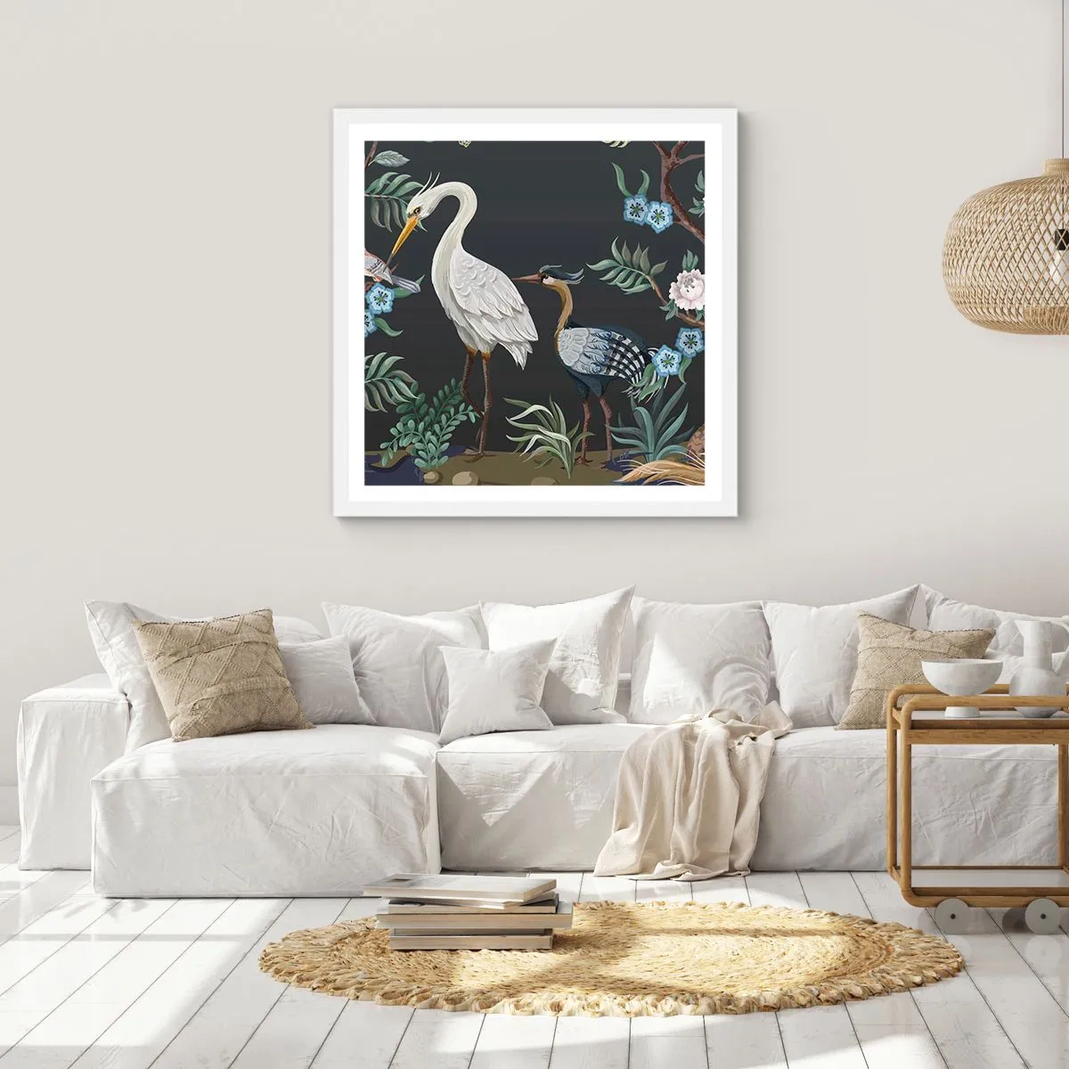 Poster in einem weißen Rahmen - Vogelparade - 40x40 cm