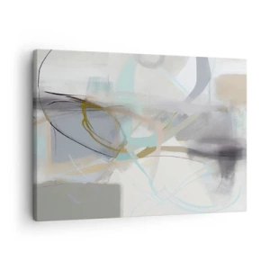 Bild auf Leinwand - Leinwandbild - Pastellabstraktion mit zarten Linien - 70x50cm - Neblige Abstraktion - Moderne Wanddekoration für Wohnzimmer und Schlafzimmer ARTTOR